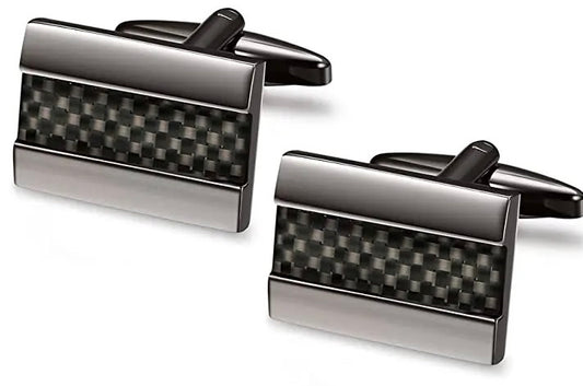 Silver Checkered Cufflinks