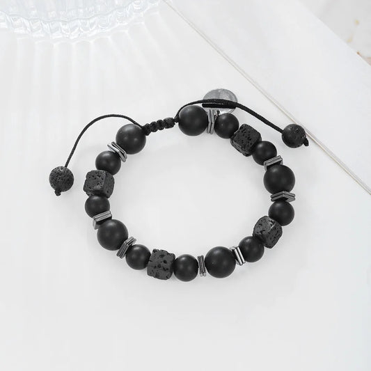 Black Lava stone Block Bracelet